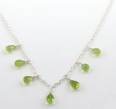 Peridot Drop gemstone necklace for women, 925 Sterling silver necklace